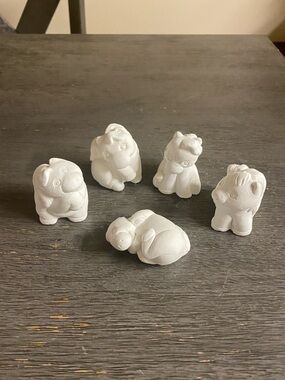 Small White Ceramic Horses- Set of 5